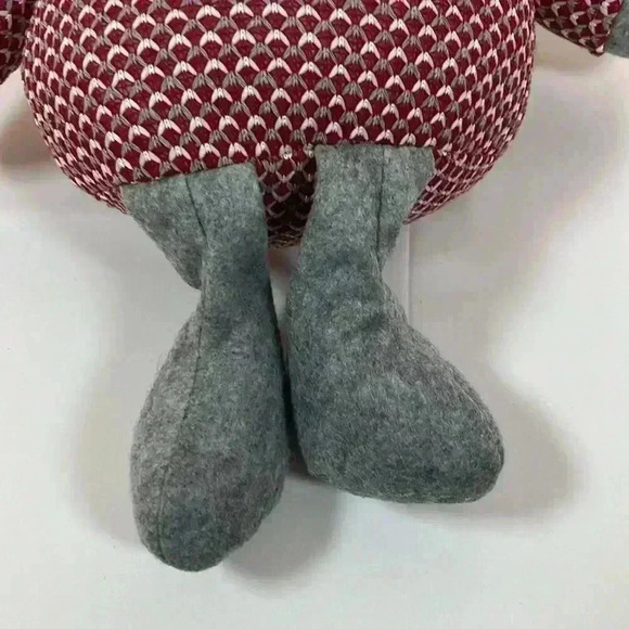 CHRISTMAS HOLIDAY GNOME RED KNIT BODY GREY HAT & FEET WEIGHTED SITTING - Picture 4 of 6